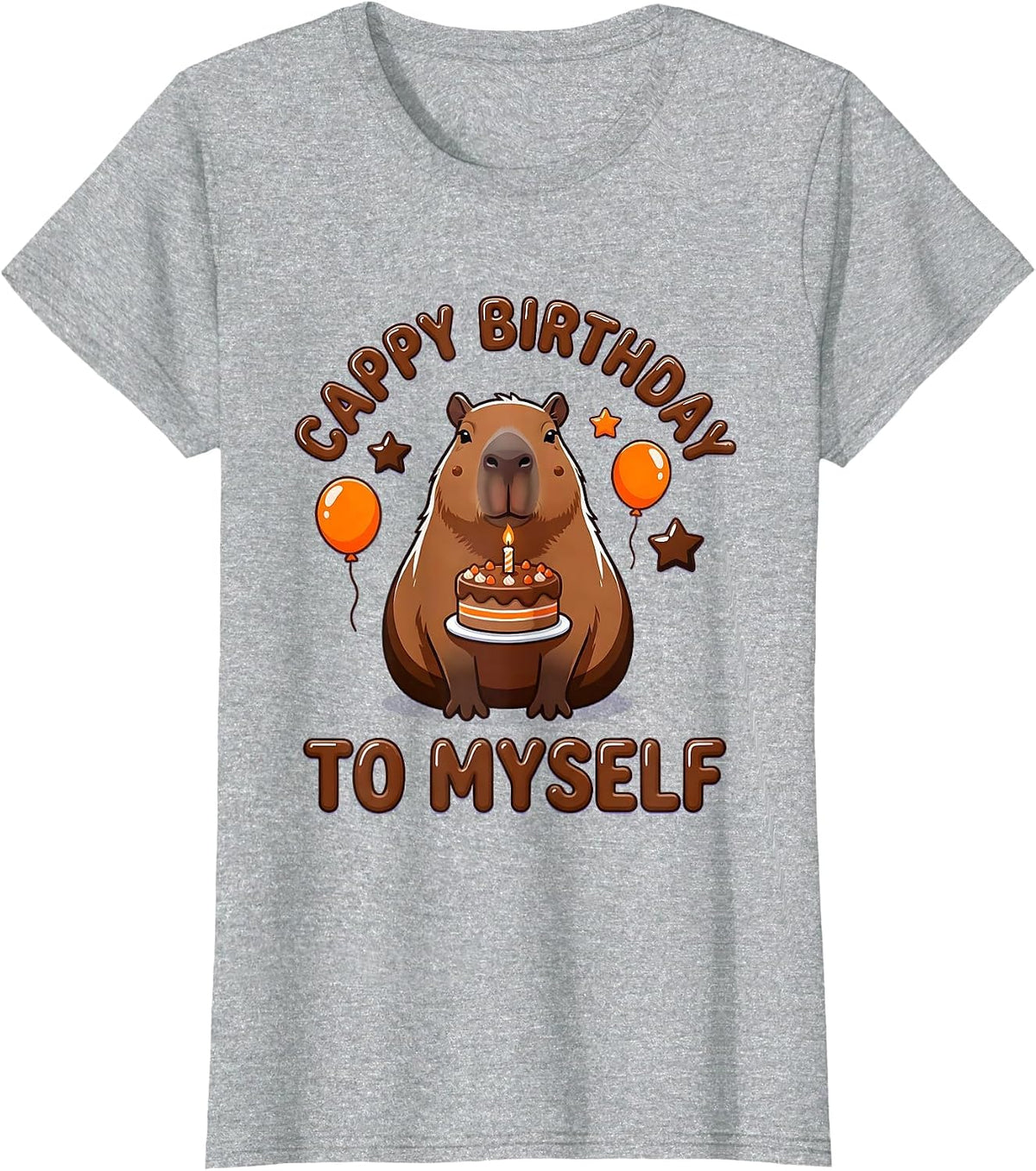 Cappy Birthday To Myself Cute Kawaii Capybara Birthday Girl T-Shirt - Heather Grey
