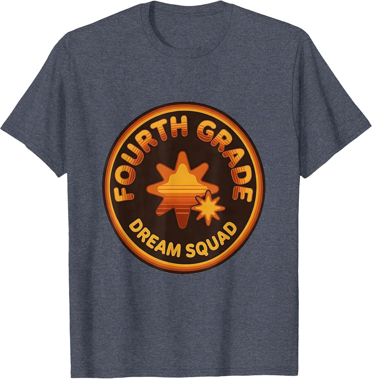 Fourth Grade Dream Squad Retro 70s Back to School Teacher T-Shirt - Heather Blue