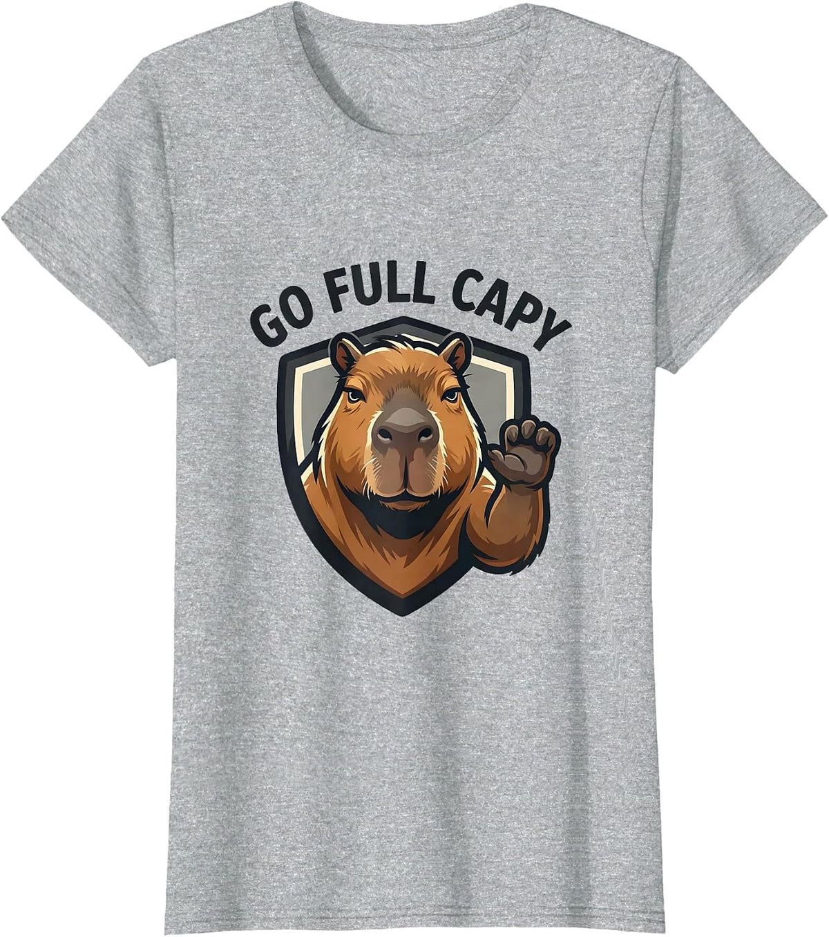 Go Full Capy Funny Capybara Meme Animal Lover Humor T-Shirt - Heather Grey