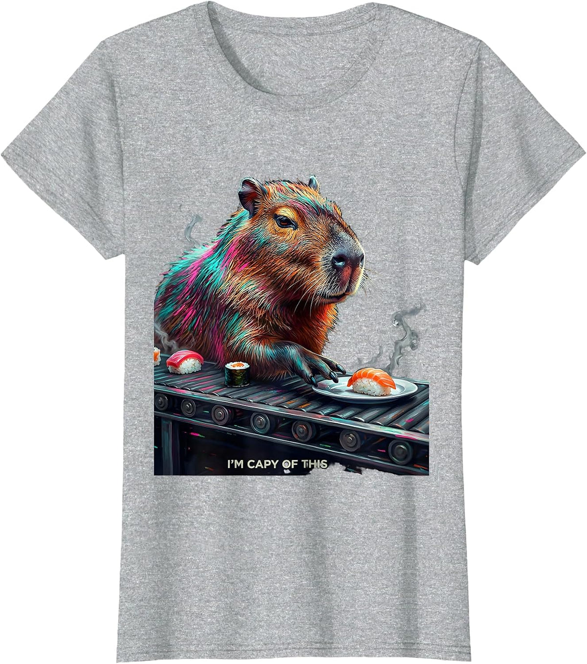 Women's I'm Capy Of This Funny Capybara Meme Animal Lover Novelty T-Shirt - Heather Grey