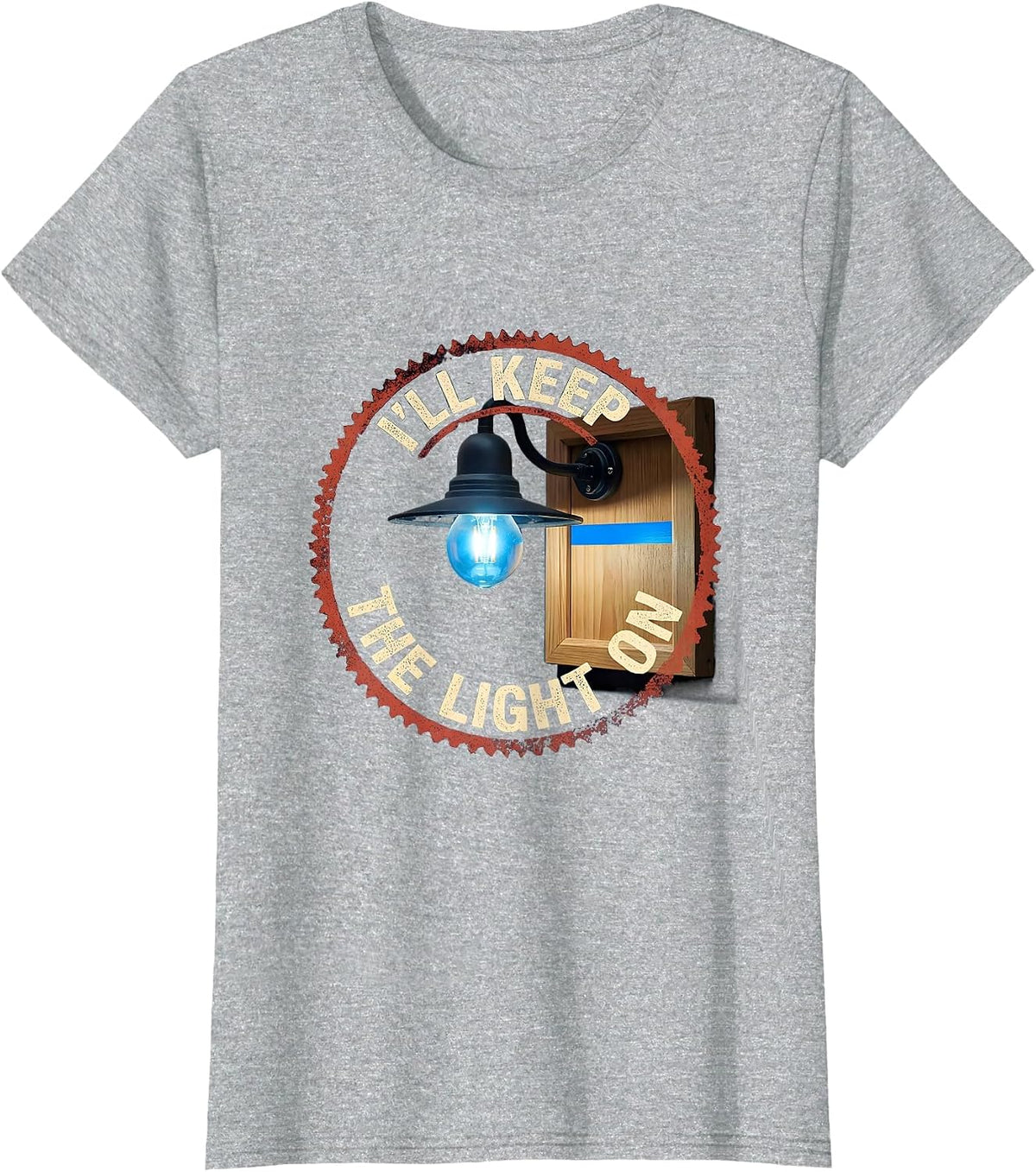 Women's I'll Keep the Light On Thin Blue Line Police Support T-Shirt - Heather Grey