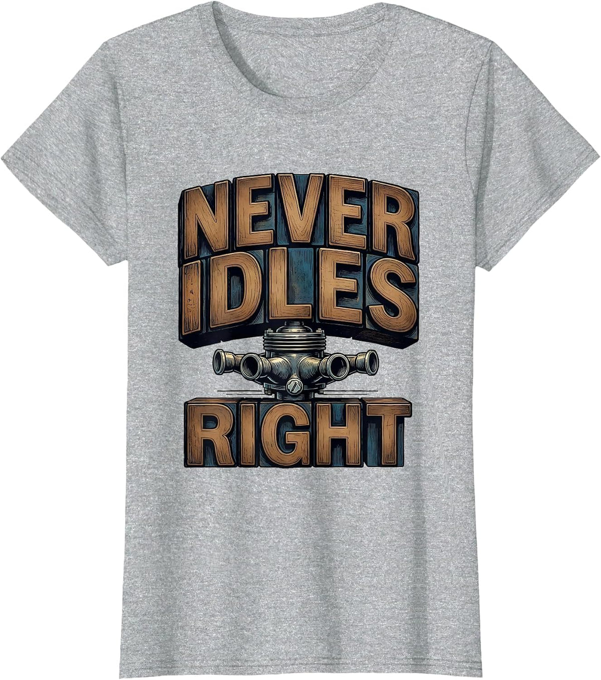 Never Idles Right Vintage Muscle Car Racing Enthusiast T-Shirt - Heather Grey