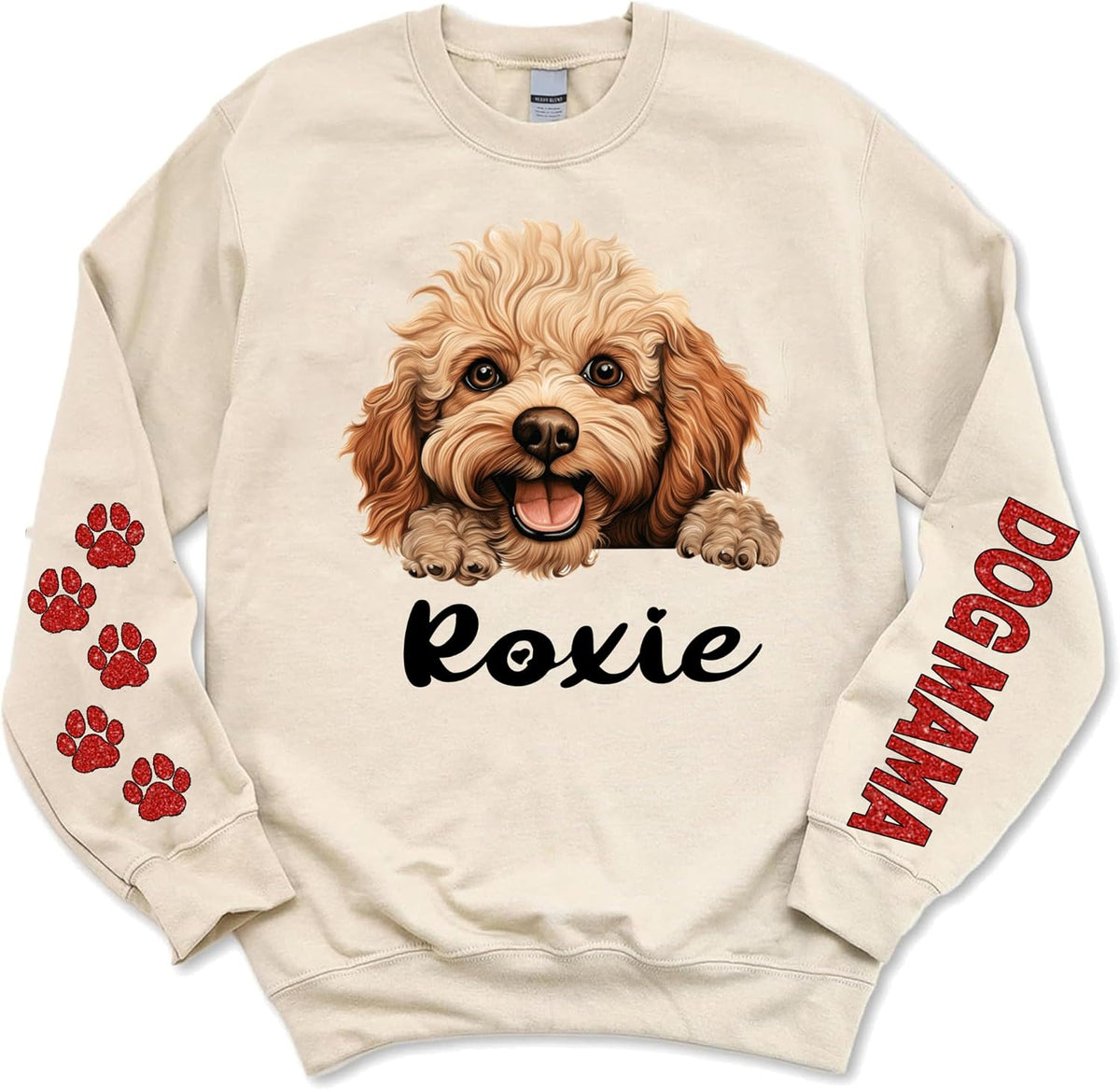LOVELYPOD Personalized Dog Lover Gifts, Glitter Sweatshirt For Women, Dog Mama Shirts For Women - Toy Poodle