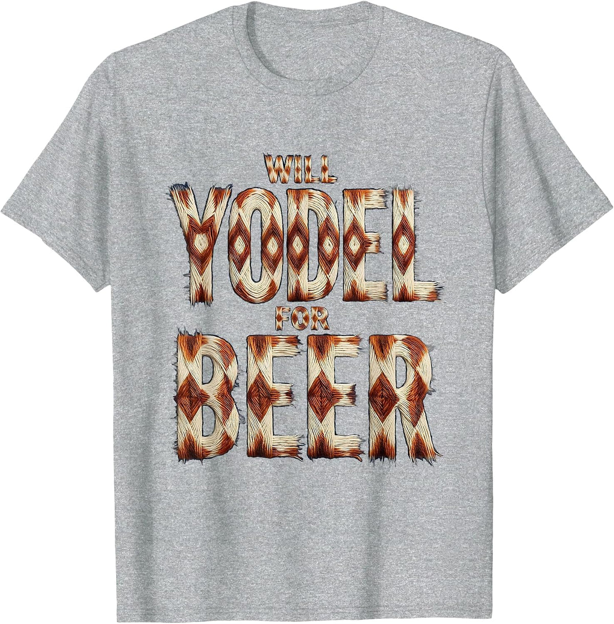 Men's Will Yodel For Beer Funny Oktoberfest Design T-Shirt - Heather Grey