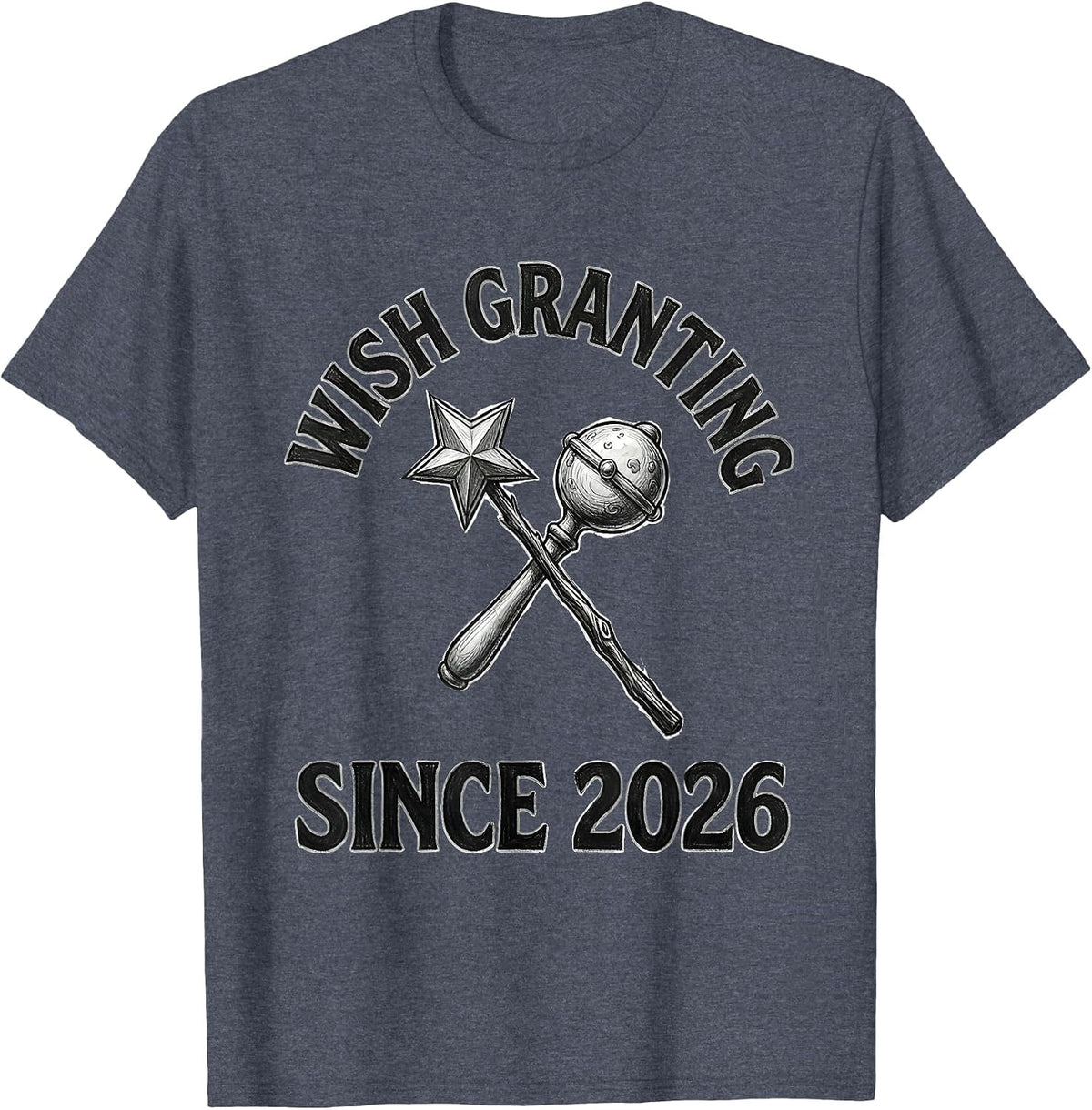 Wish Granting Since 2026 Funny Fairy Godmother New Baby Gift T-Shirt - Heather Blue