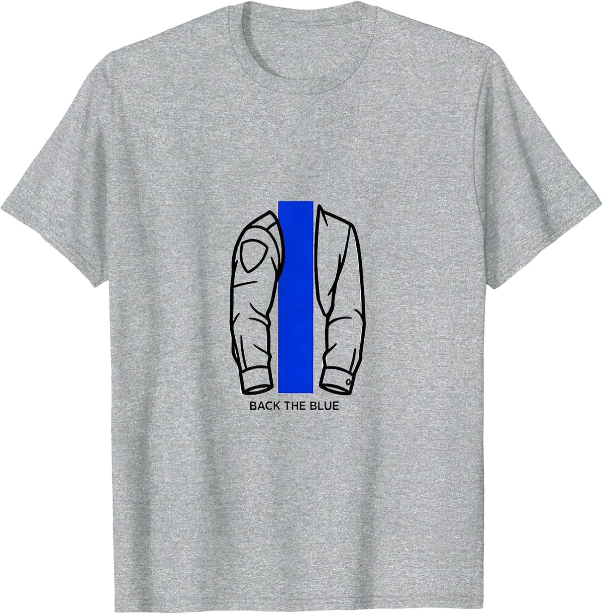 Men's Back The Blue Thin Blue Line Police Support Family Pride T-Shirt - Heather Grey