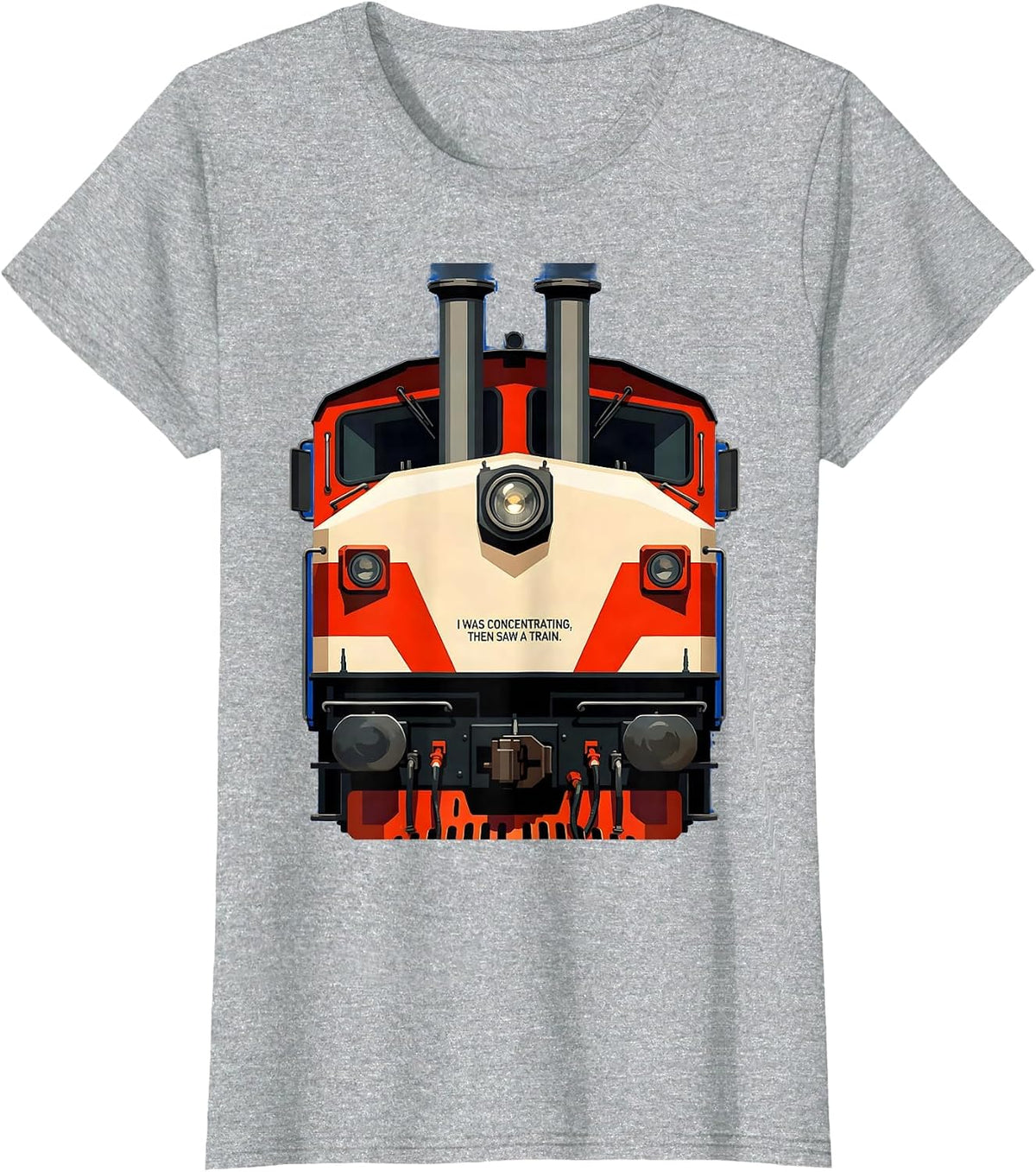 I Was Concentrating, Then Saw A Train Funny Train Enthusiast T-Shirt - Heather Grey
