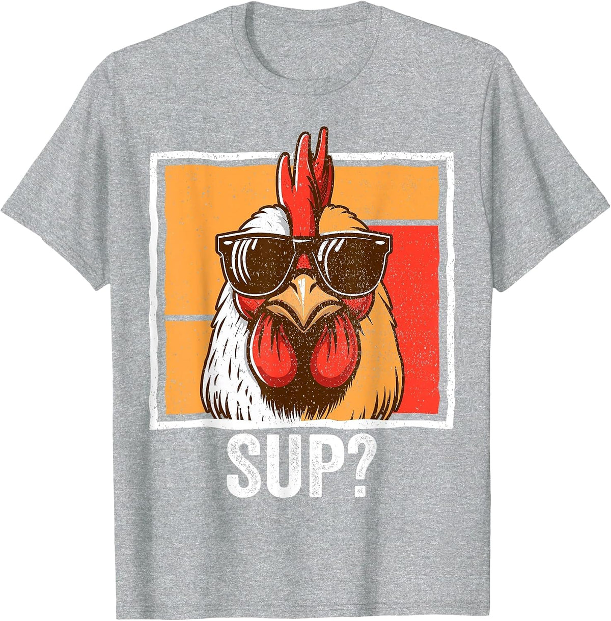 Chicken Sunglasses Animal Farm Funny for Farmer Men Women T-Shirt - Heather Grey
