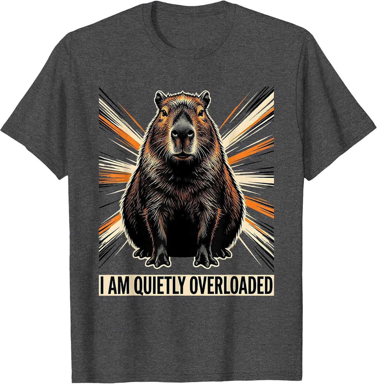 Men's I Am Quietly Overloaded Funny Capybara Meme Animal Humor T-Shirt - Dark Heather Grey