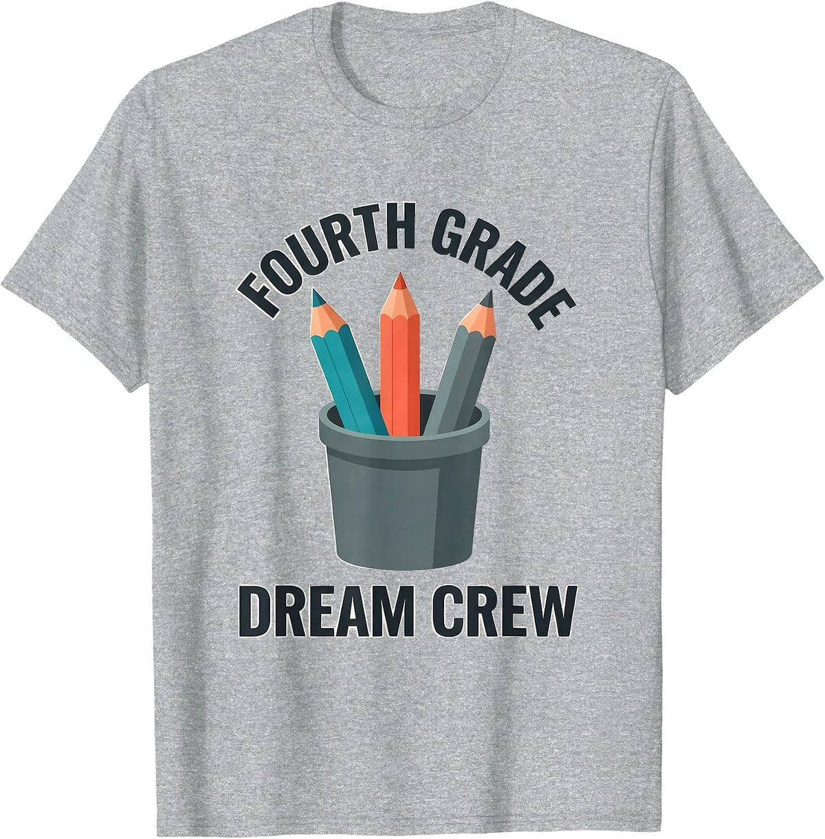 Men's Fourth Grade Dream Crew Funny Teacher Team Back to School T-Shirt - Heather Grey