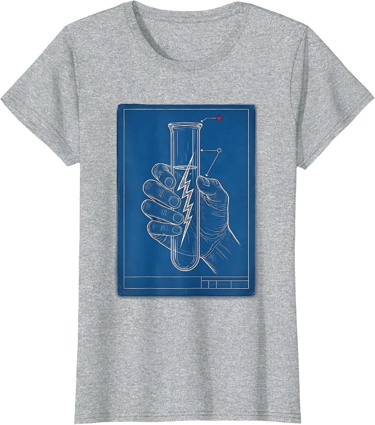 Science Teacher Hand Test Tube Lightning Bolt Graphic T-Shirt - Heather Grey