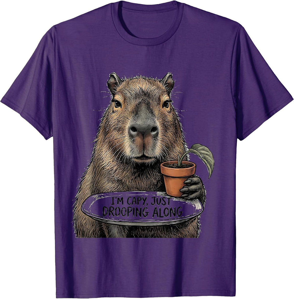I'm Capy Just Drooping Along Funny Capybara Animal Lover T-Shirt - Purple