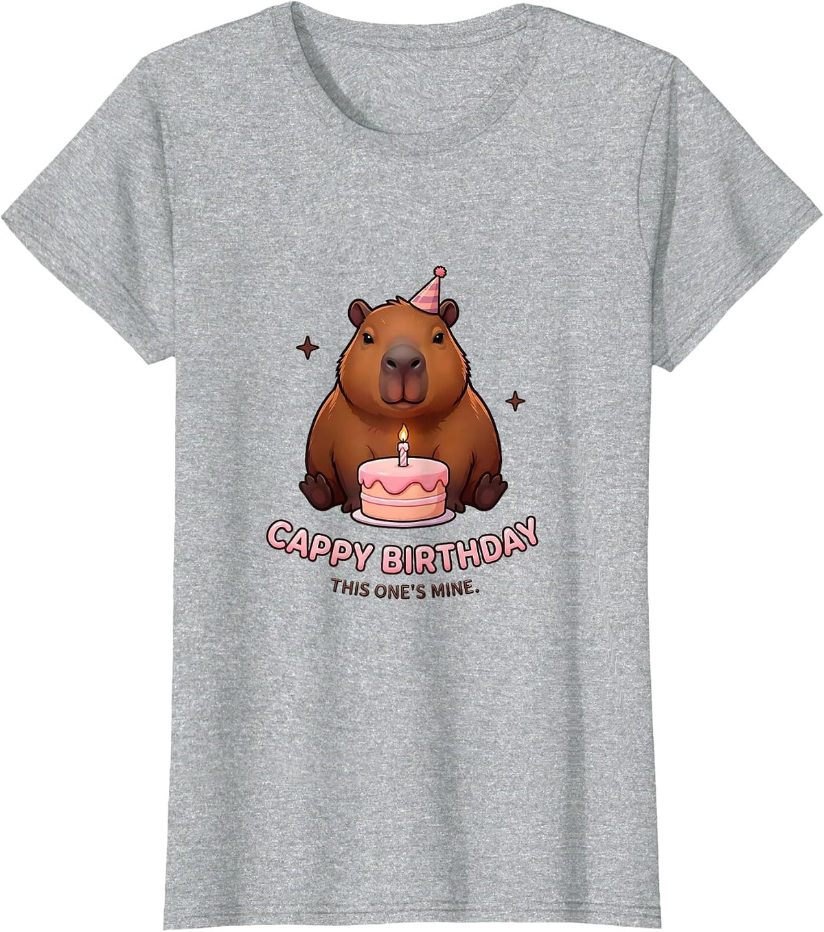 Women's Cappy Birthday This One's Mine Cute Kawaii Capybara Birthday T-Shirt - Heather Grey
