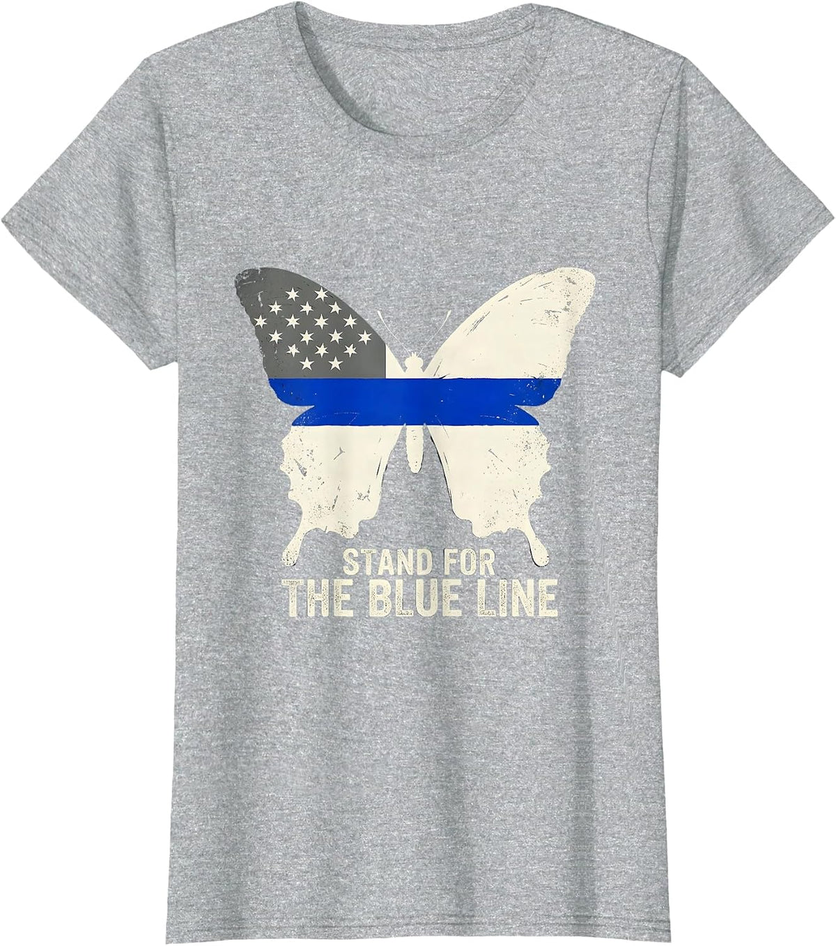 Women's Stand For The Blue Line Thin Blue Line Police Support T-Shirt - Heather Grey