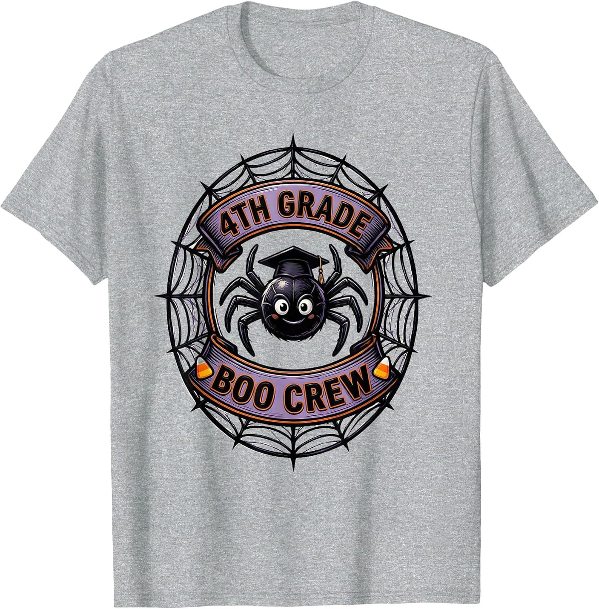 Men's 4th Grade Boo Crew Playful Halloween Teacher Student Group T-Shirt - Heather Grey