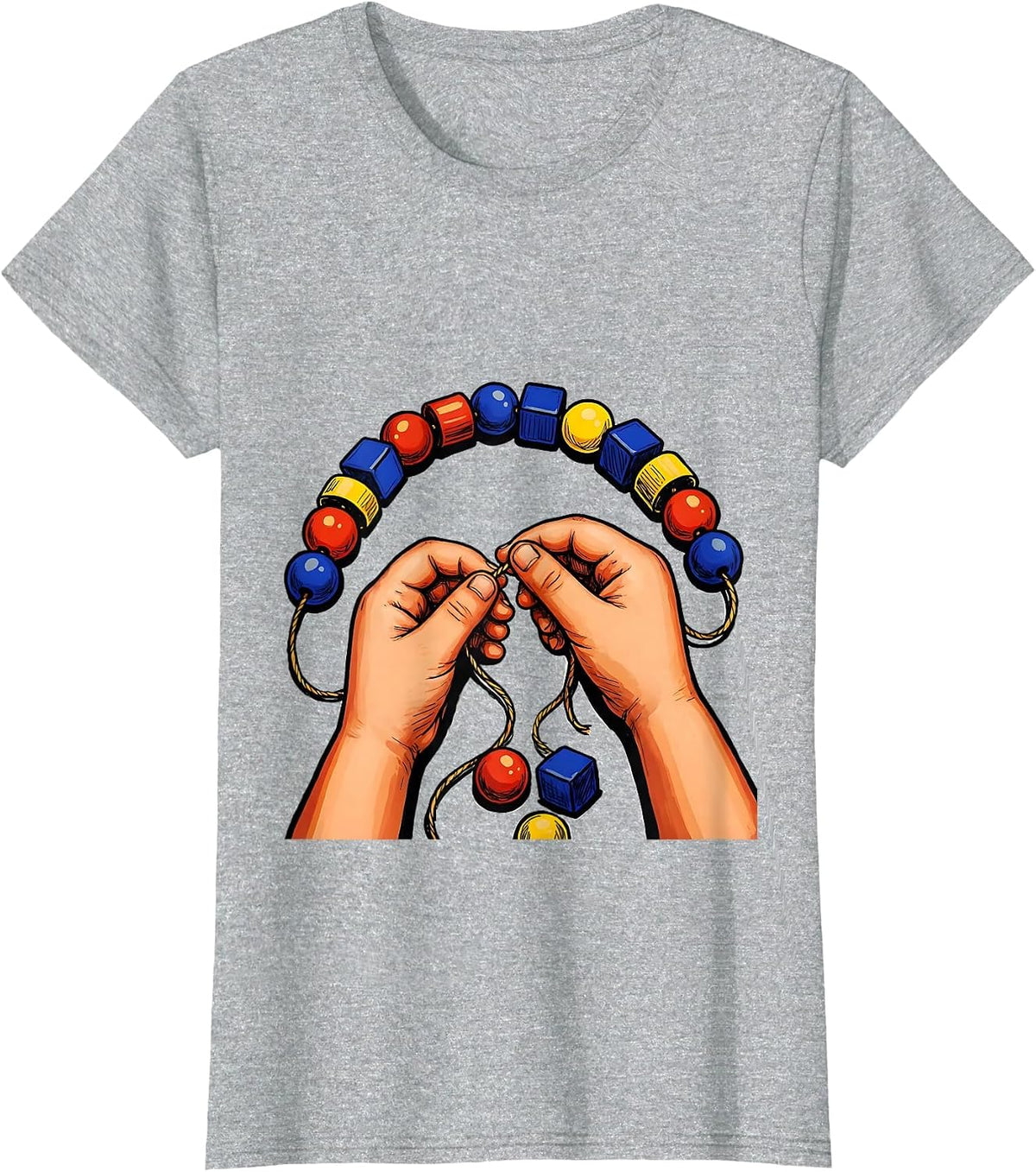 Occupational Therapy Bead Lacing Child Illustration T-Shirt - Heather Grey
