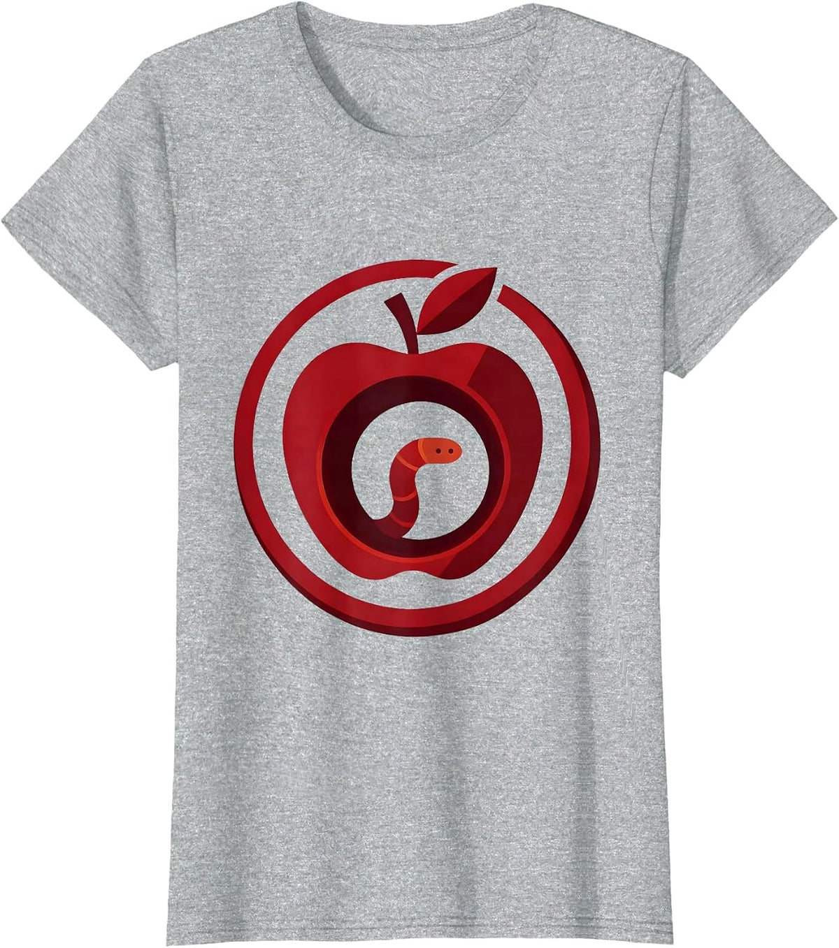Women's English Teacher Apple Bookworm Illustration T-Shirt - Heather Grey