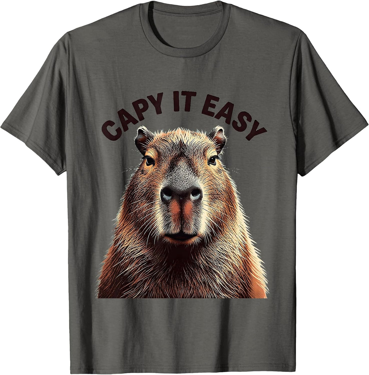 Capy It Easy Funny Capybara Meme Gamer Animal Humor T-Shirt - Asphalt Grey