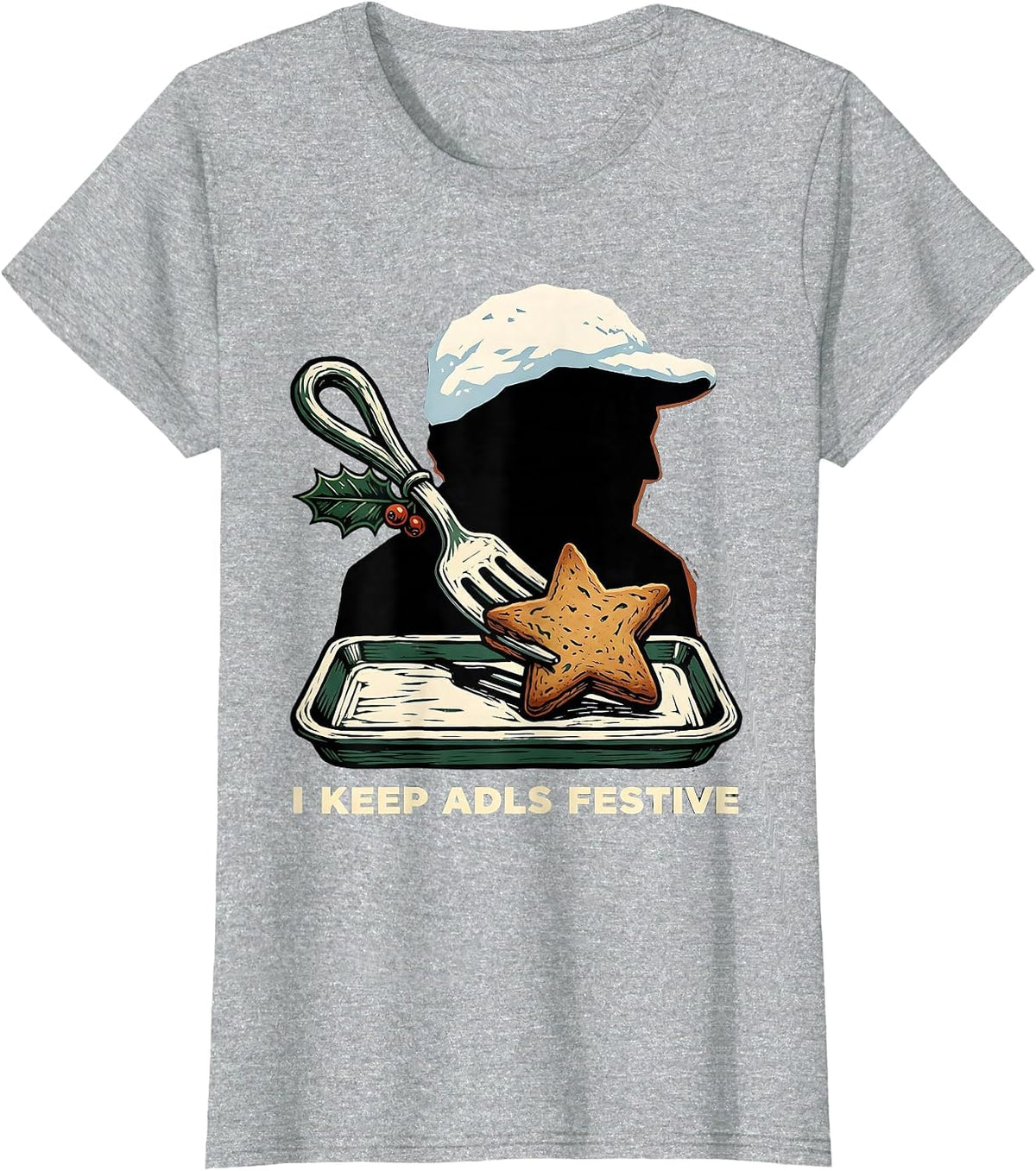 I Keep ADLs Festive Linocut Occupational Therapist Christmas T-Shirt - Heather Grey