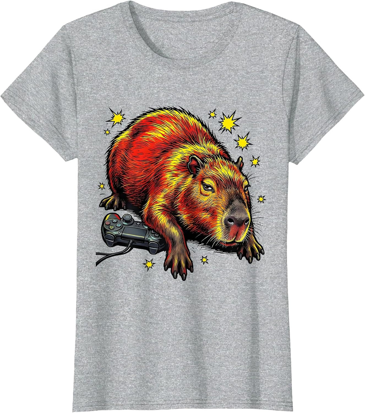 Women's Capybara Comic Book Video Games Humor T-Shirt - Heather Grey
