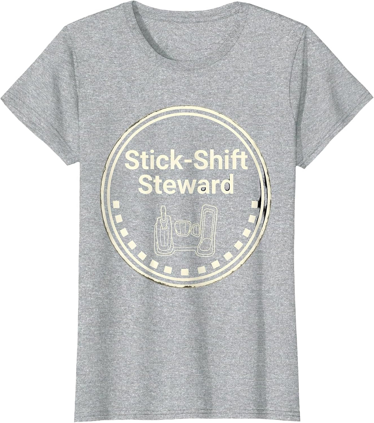 Stick-Shift Steward Funny Manual Transmission Driver Car T-Shirt - Heather Grey