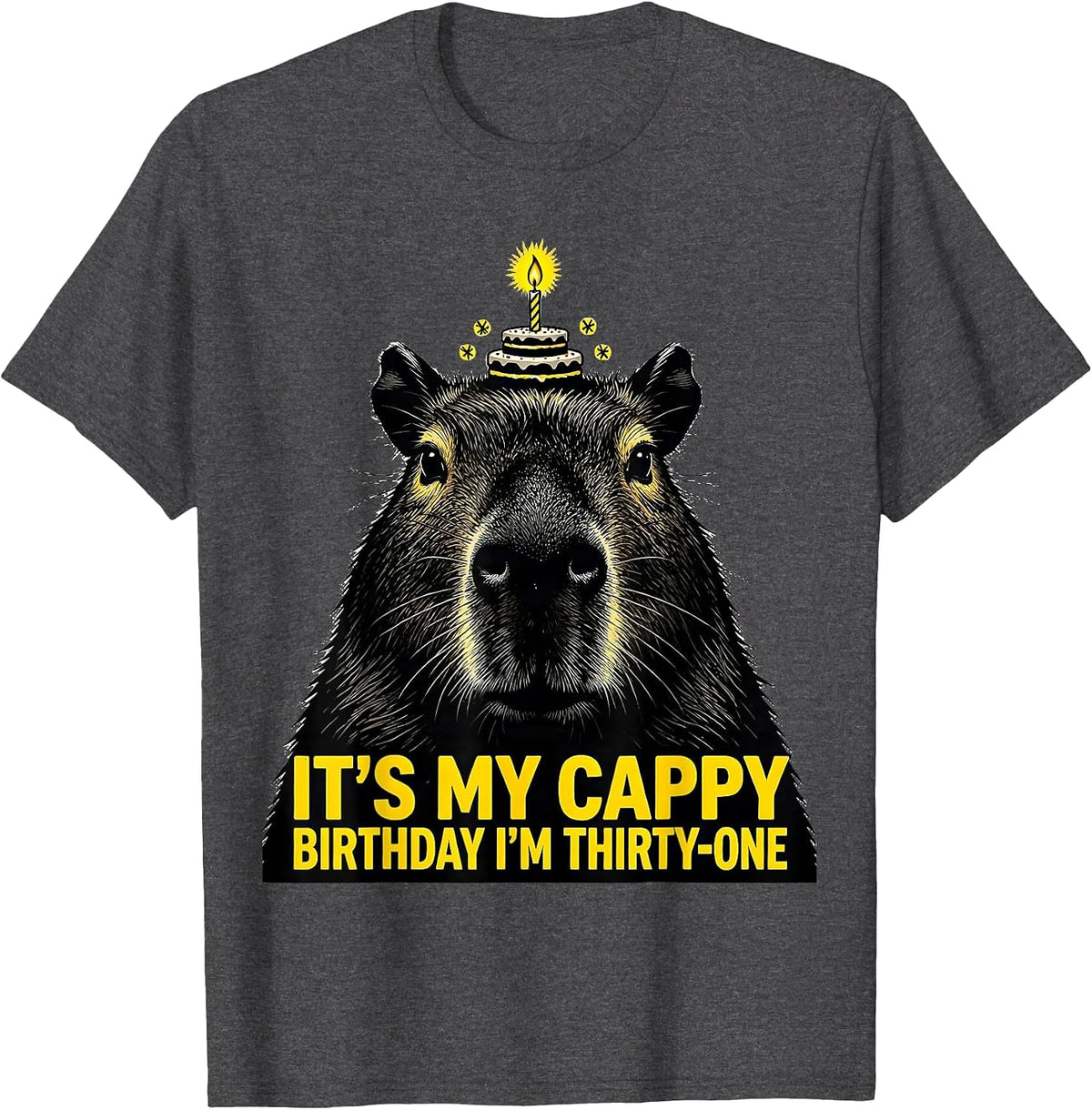 It's My Cappy Birthday I'm Thirty-One Cute Capybara Birthday T-Shirt - Dark Heather Grey