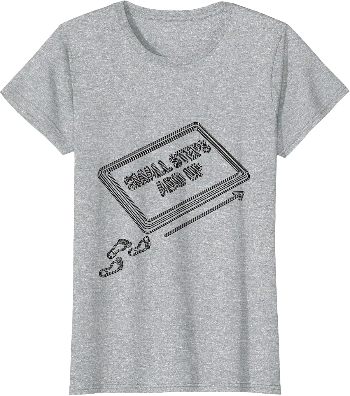 Women's Small Steps Add Up Line Art Occupational Therapy OT Month T-Shirt - Heather Grey