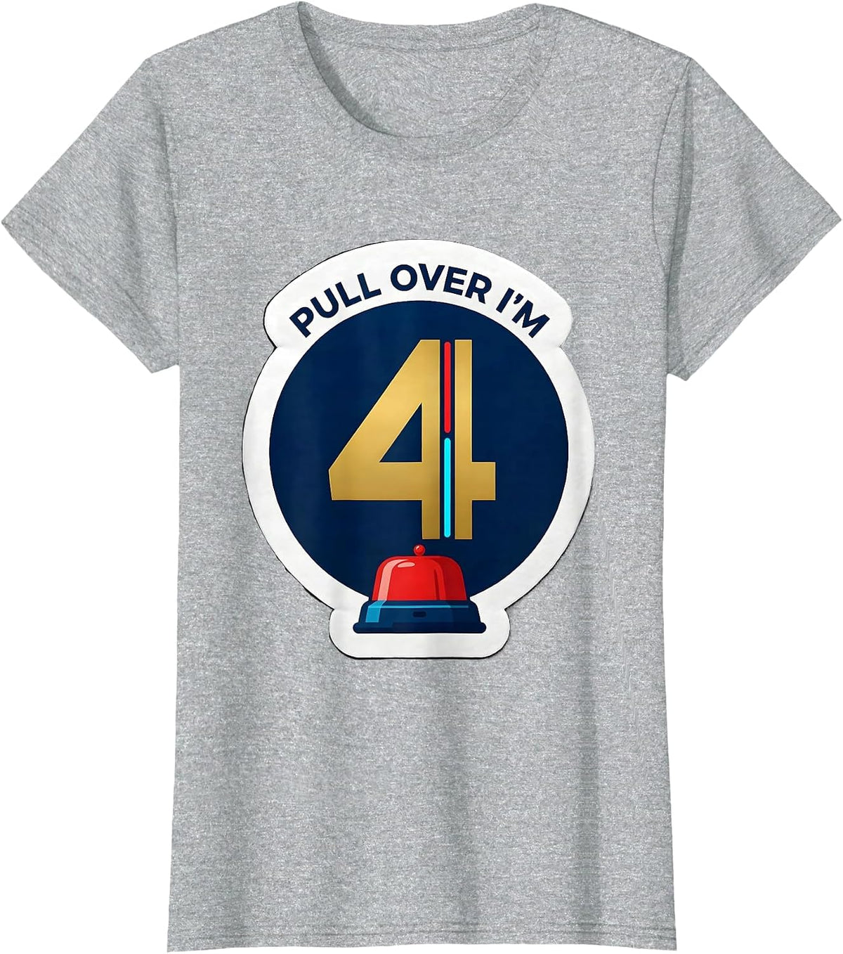 Pull Over I'm 4 Funny Future Police Officer Kids Birthday T-Shirt - Heather Grey