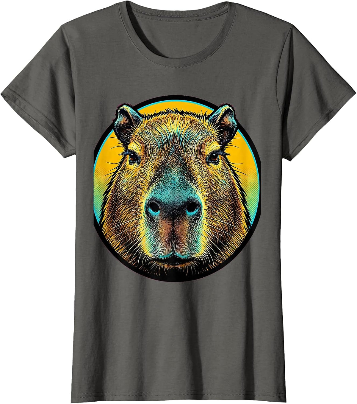 Women's Serene Capybara Close-Up Portrait Graphic T-Shirt - Asphalt Grey