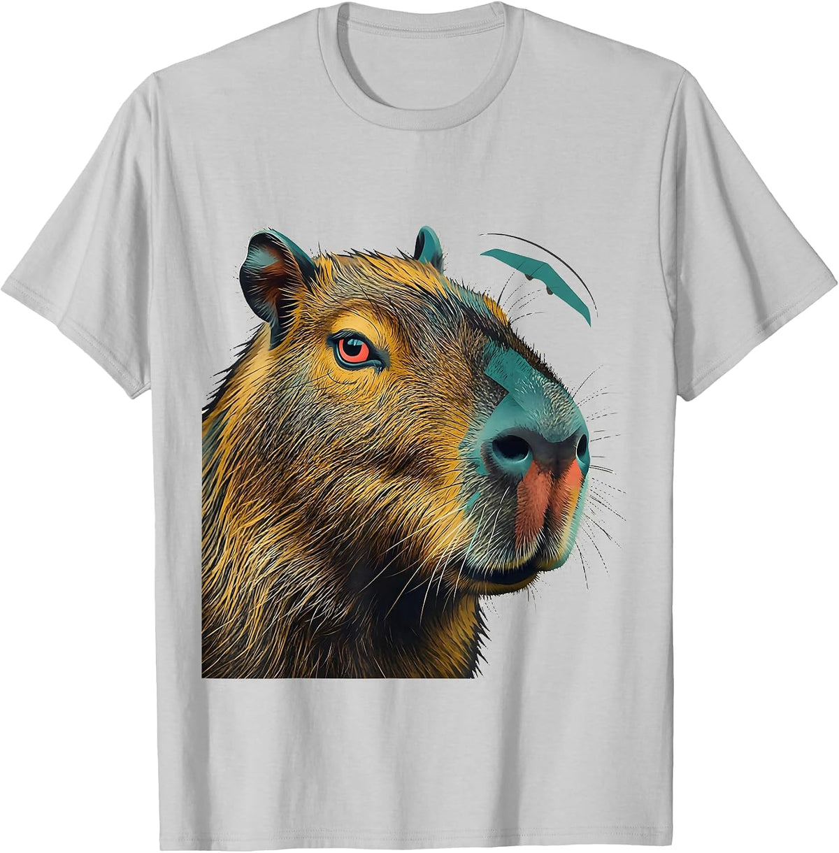 Men's Capybara Head Midcentury Modern Funny Meme Humor T-Shirt - Silver Grey