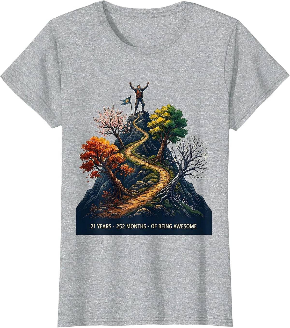 21 Years 252 Months Of Being Awesome Birthday Gift T-Shirt - Heather Grey