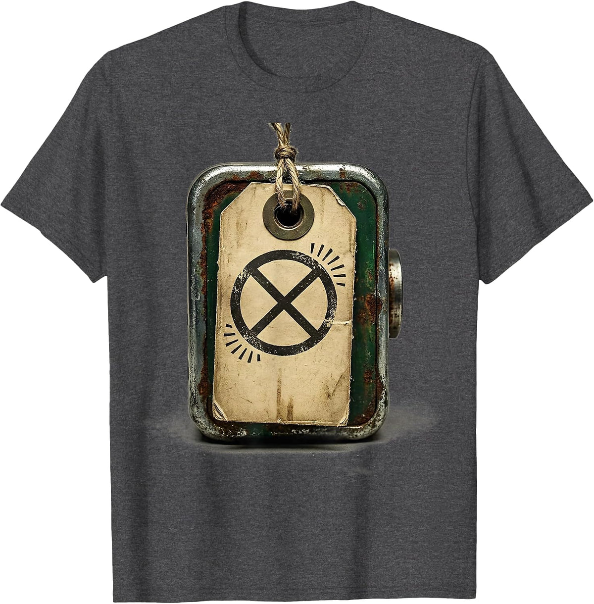 Weathered Inspection Tag Vintage Science Humor Teacher T-Shirt - Dark Heather Grey