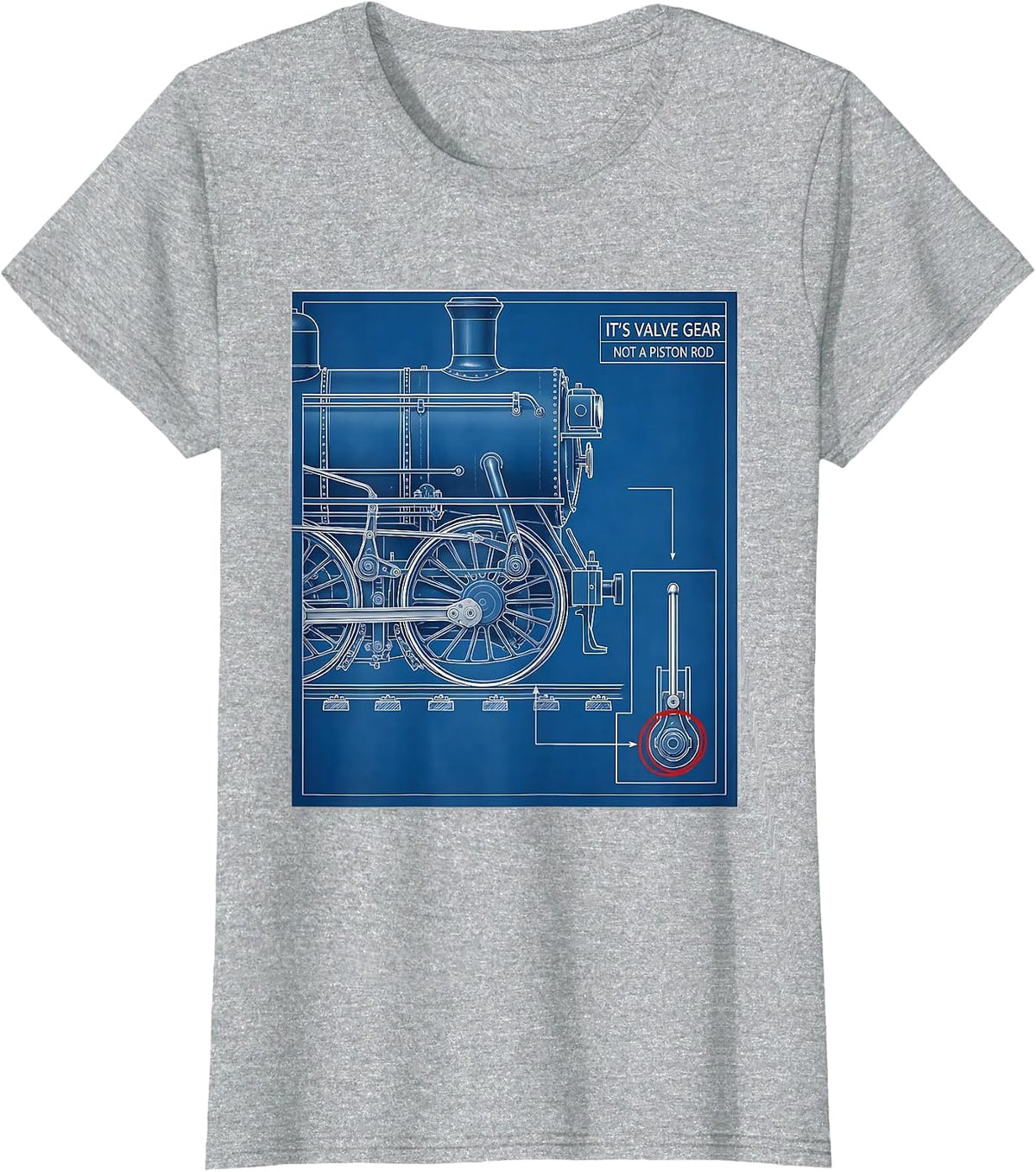 It's Valve Gear Not A Piston Rod Funny Train Enthusiast T-Shirt - Heather Grey