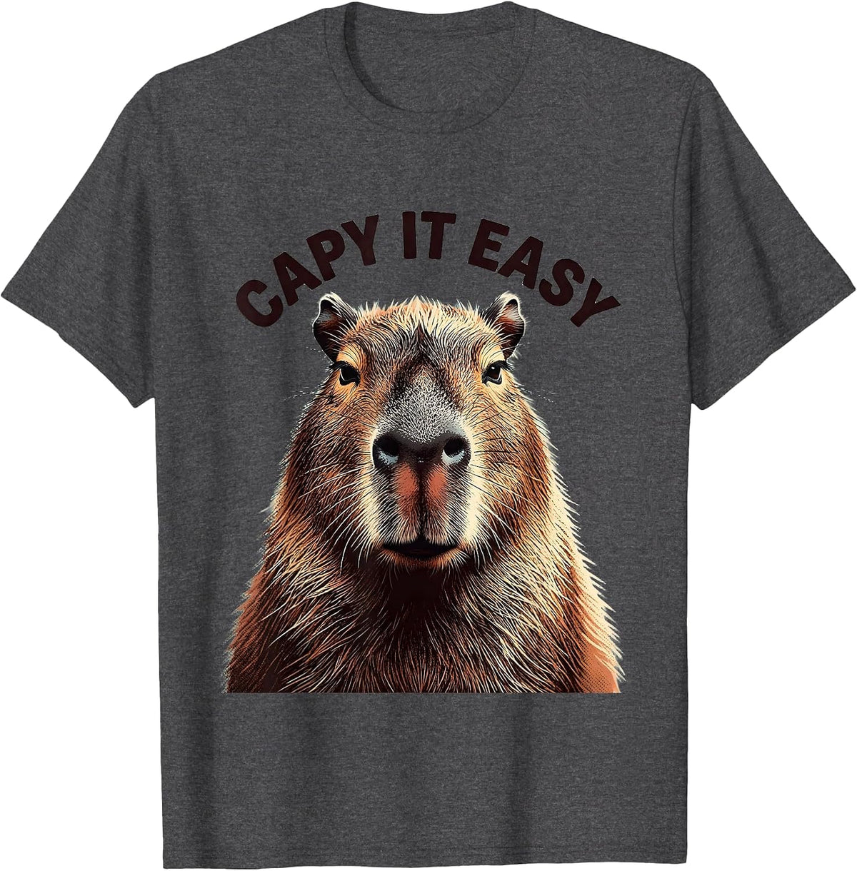 Capy It Easy Funny Capybara Meme Gamer Animal Humor T-Shirt - Dark Heather Grey