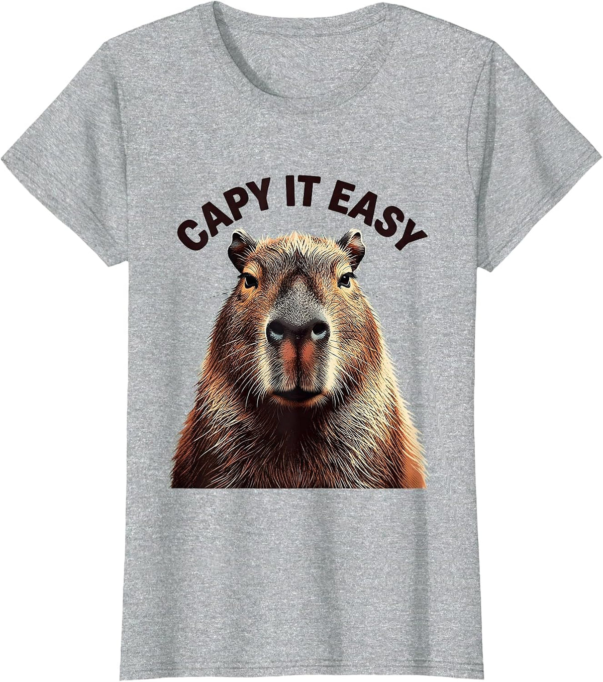 Capy It Easy Funny Capybara Meme Gamer Animal Humor T-Shirt - Heather Grey