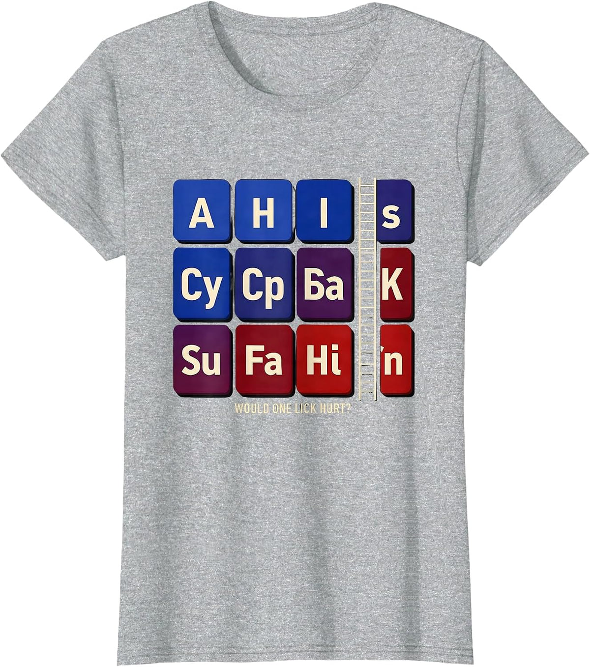Would One Lick Hurt Funny Periodic Table Science Teacher T-Shirt - Heather Grey