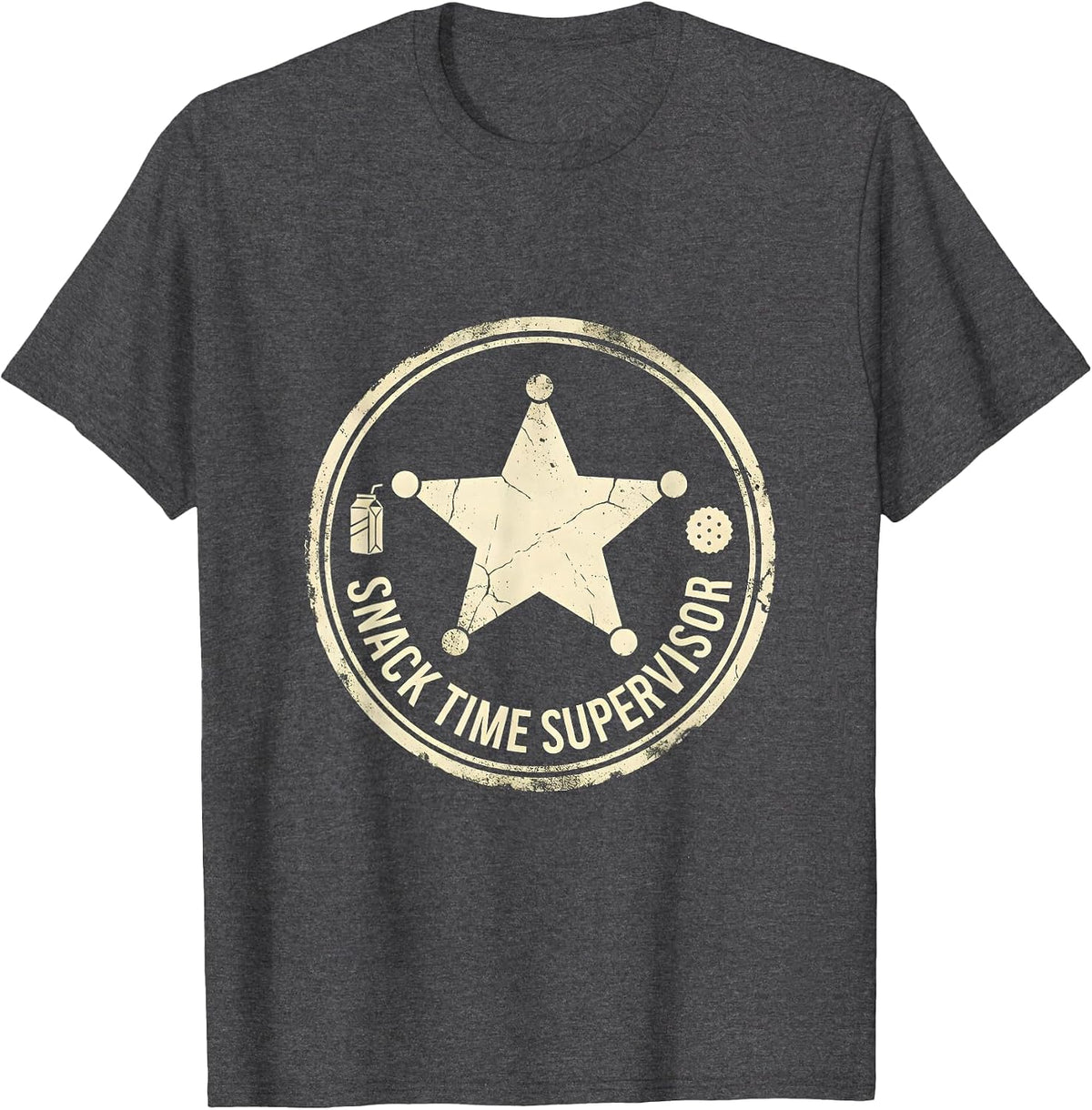 Snack Time Supervisor Preschool Teacher Design T-Shirt - Dark Heather Grey