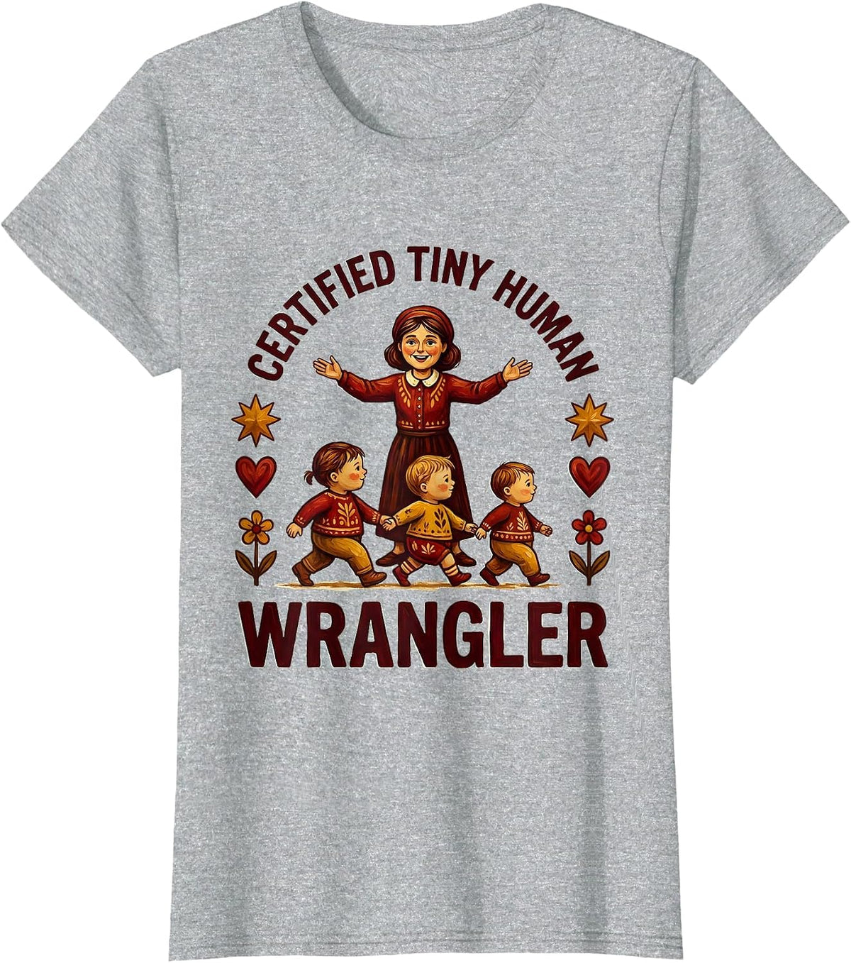 Women's Certified Tiny Human Wrangler Preschool Teacher T-Shirt - Heather Grey
