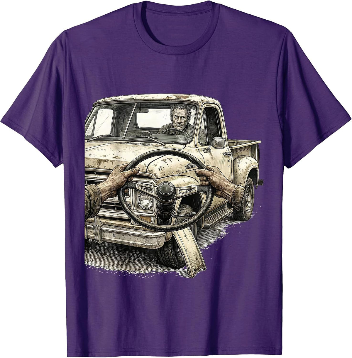 Vintage Pickup Classic Car Guy Humor T-Shirt - Purple