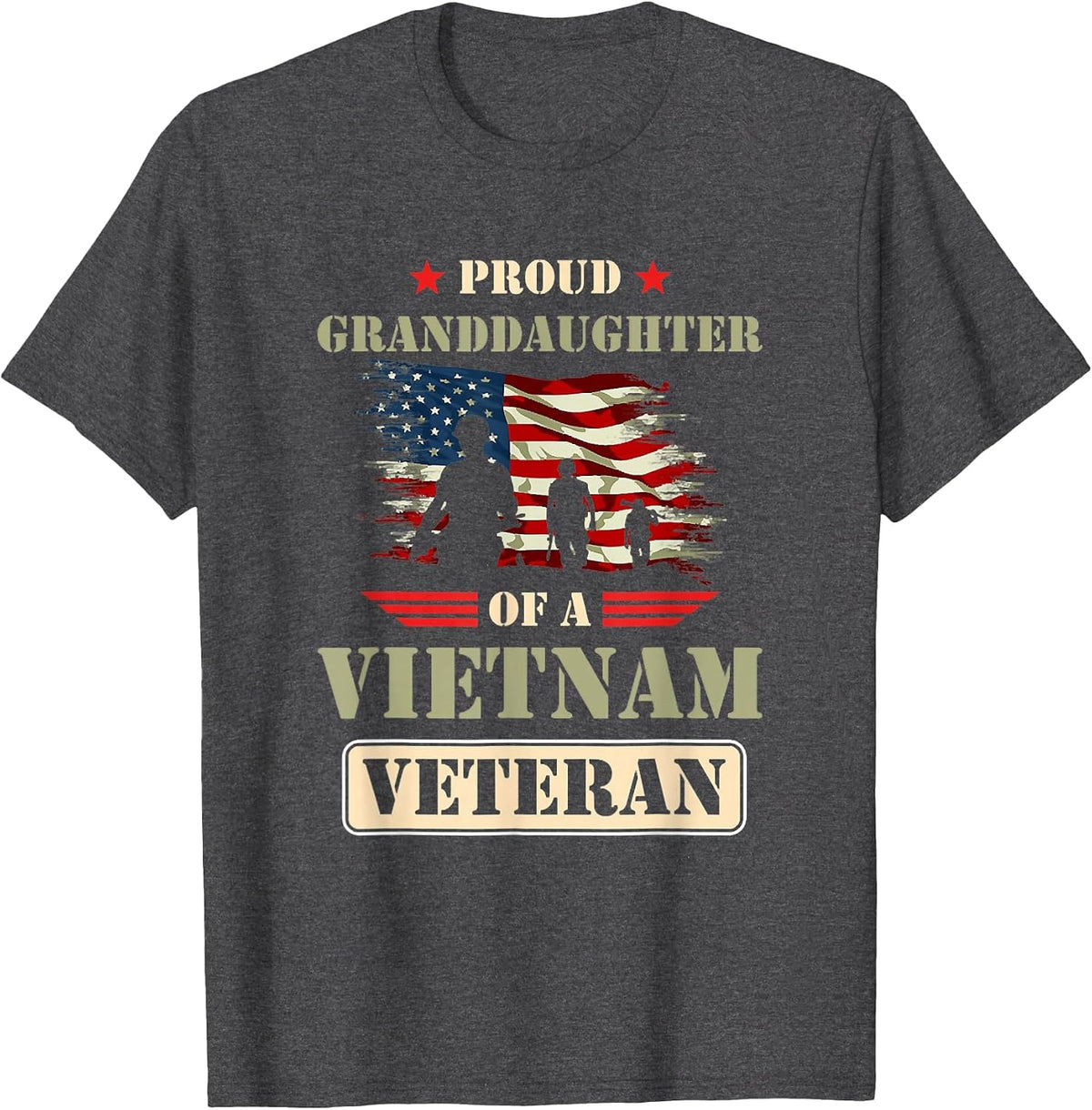 Proud Granddaughter of A Vietnam Veteran Memorial Day Quote T-Shirt - Dark Heather Grey