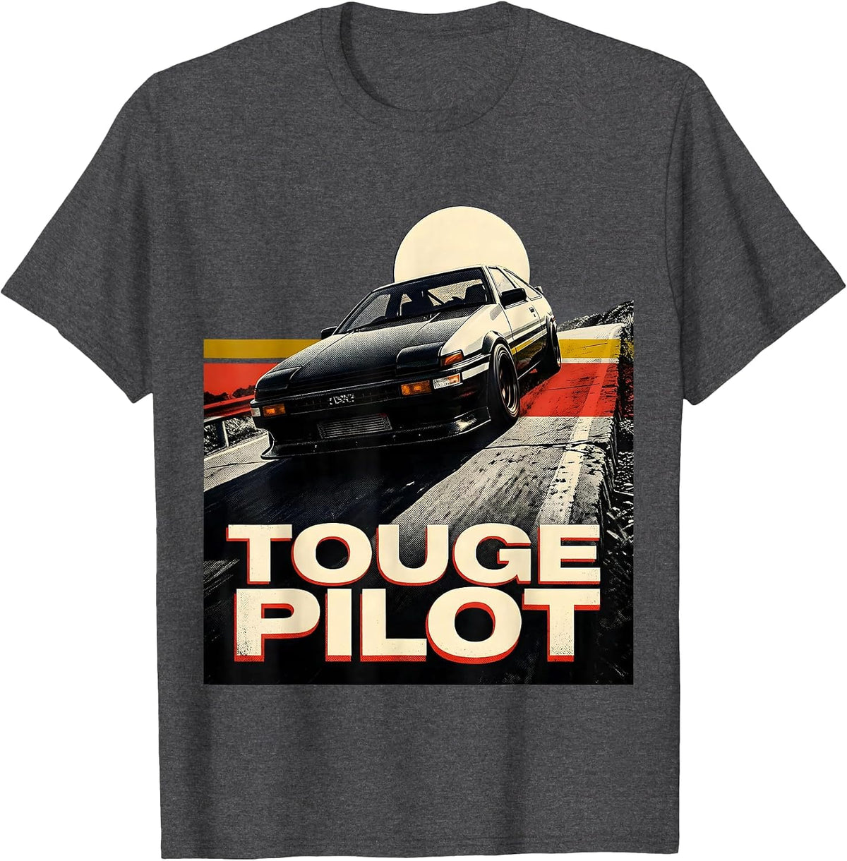 Men's Touge Pilot Retro JDM Drift Car Tuner Nostalgia T-Shirt - Dark Heather Grey