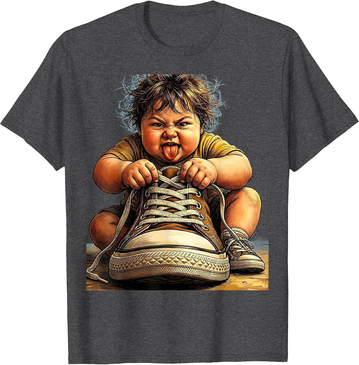Occupational Therapy Shoelace Child Illustration T-Shirt - Dark Heather Grey