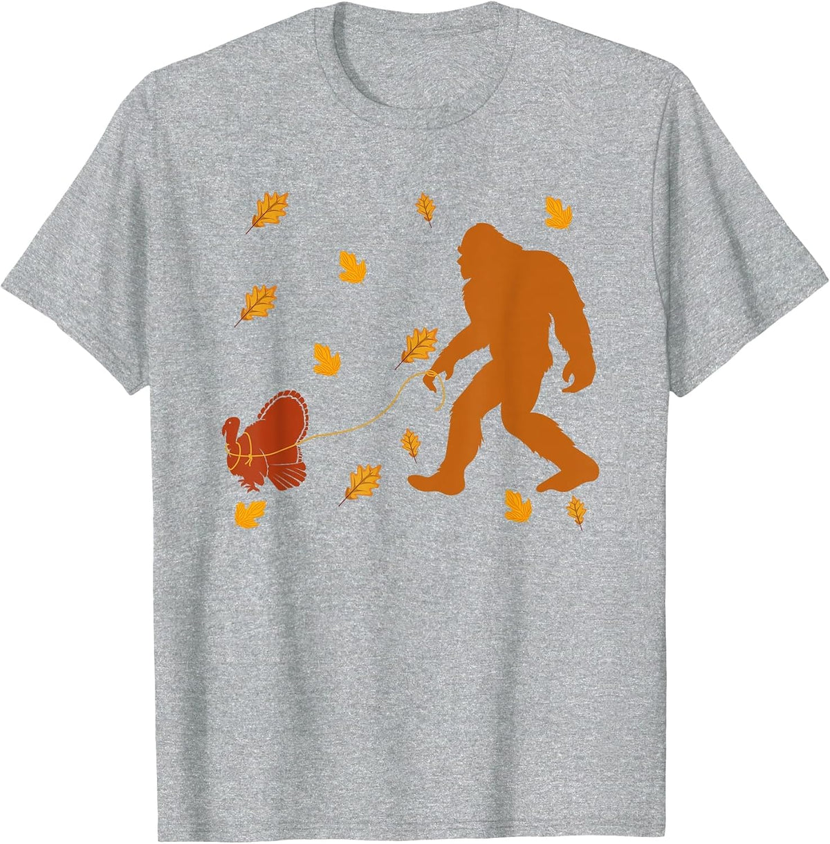 Bigfoot Sasquatch Turkey Autumn Fall Thanksgiving Day T-Shirt - Heather Grey
