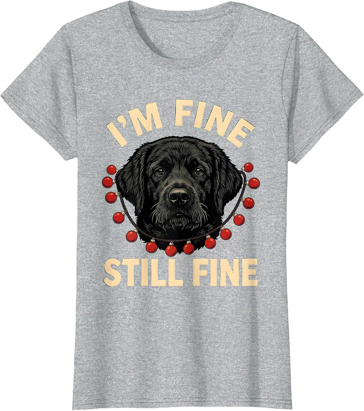 Women's I'm Fine Still Fine Black Labradoodle Christmas Dog Owner T-Shirt - Heather Grey