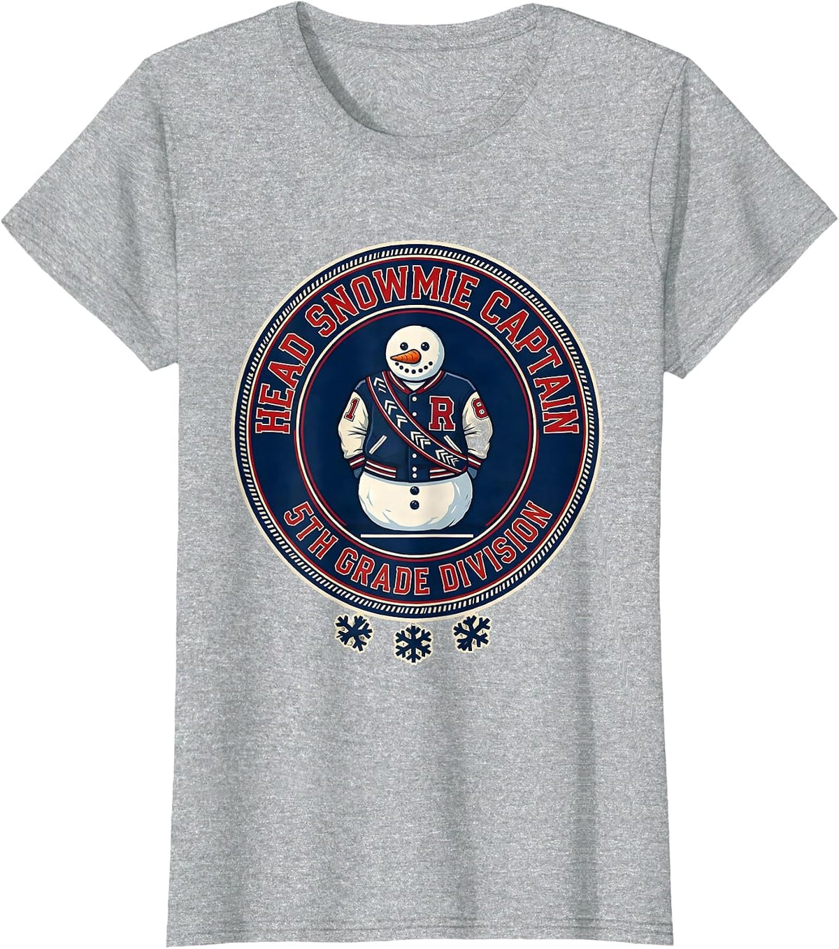 Head Snowmie Captain, 5th Grade Division Teacher Christmas T-Shirt - Heather Grey