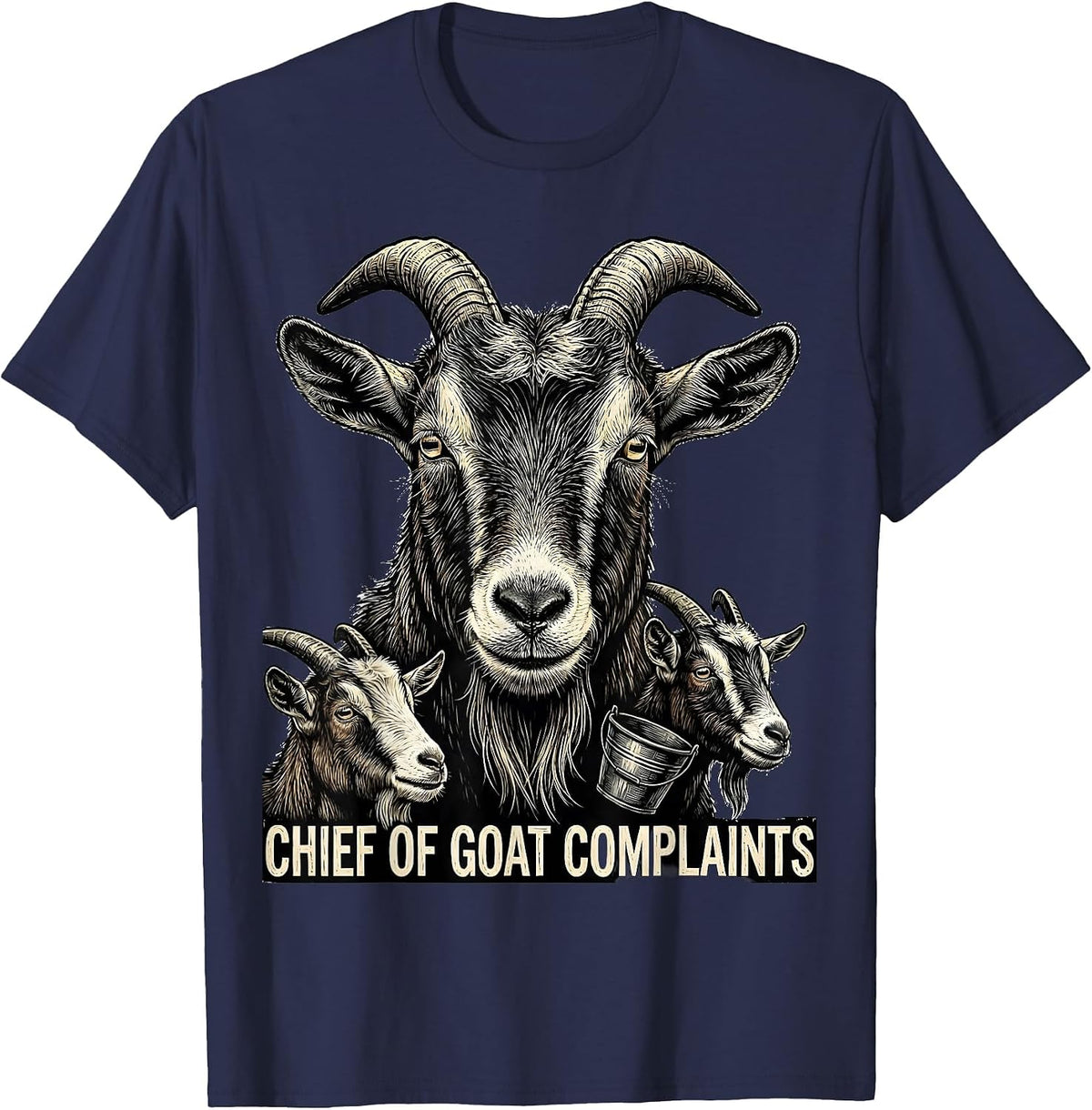 Men's Chief Of Goat Complaints Funny Goat Farmer Owner Humor T-Shirt - Navy Blue