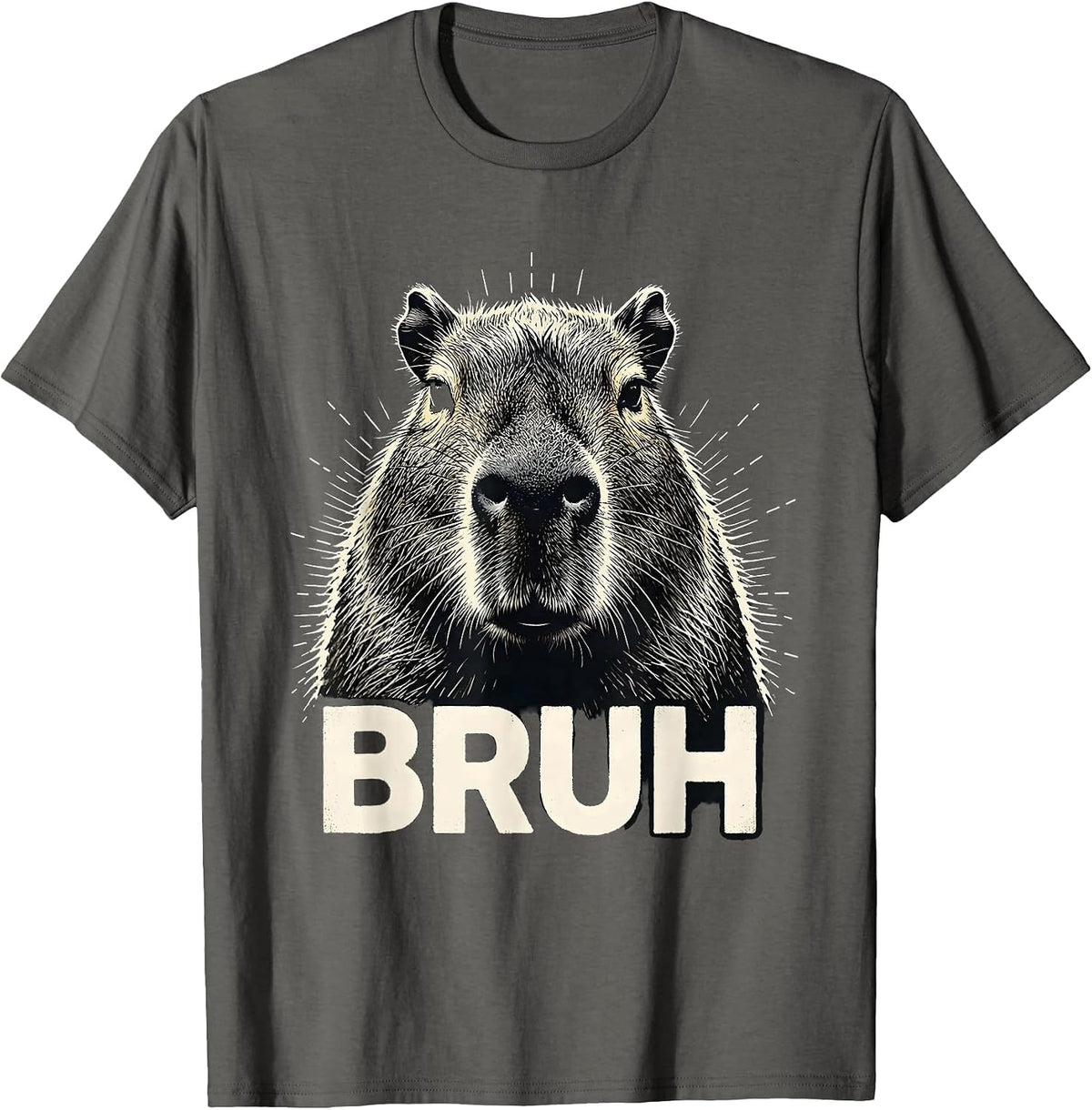 Bruh Funny Capybara Meme Animal Lover Humor T-Shirt - Asphalt Grey
