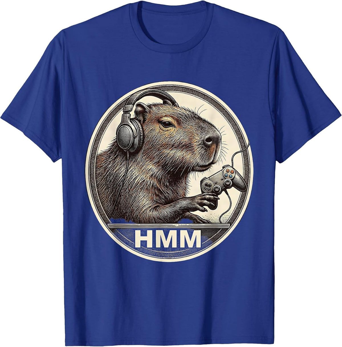 Men's Hmm Funny Capybara Gamer Meme Humor Video Games T-Shirt - Royal Blue