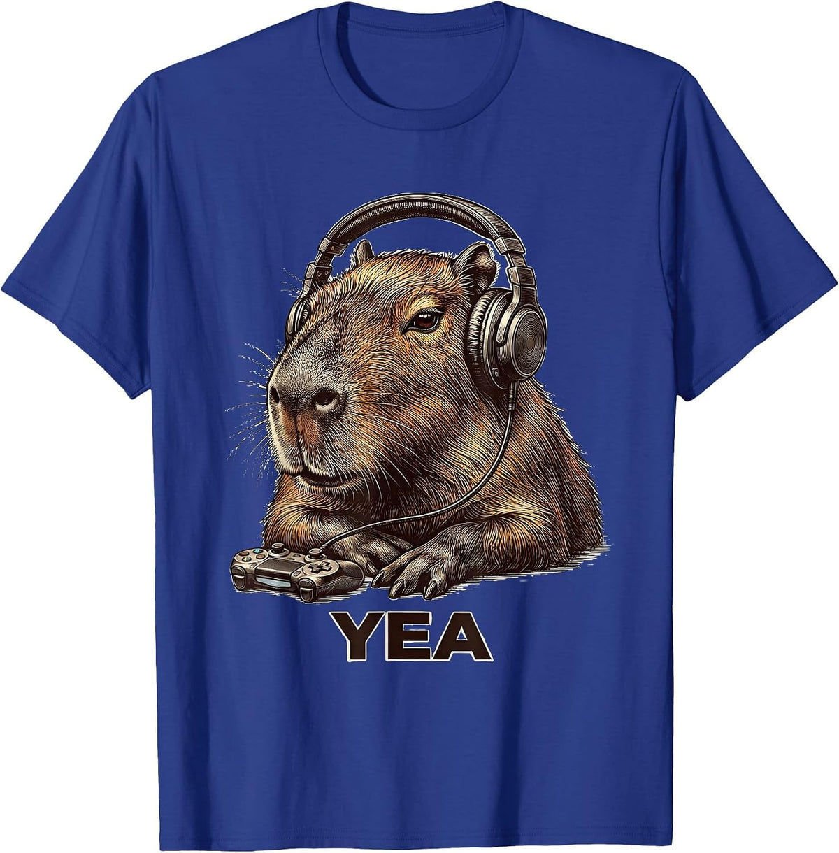 Men's Yea Funny Capybara Gamer Meme Humor Teen Gift T-Shirt - Royal Blue