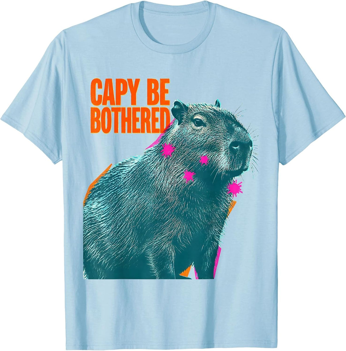 Men's Capy Be Bothered Funny Capybara Animal Humor Meme T-Shirt - Baby Blue